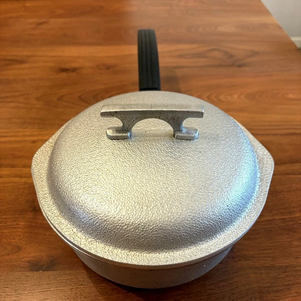 Vintage Queensware Hammered Cast Aluminum  Pot Pan with Cover